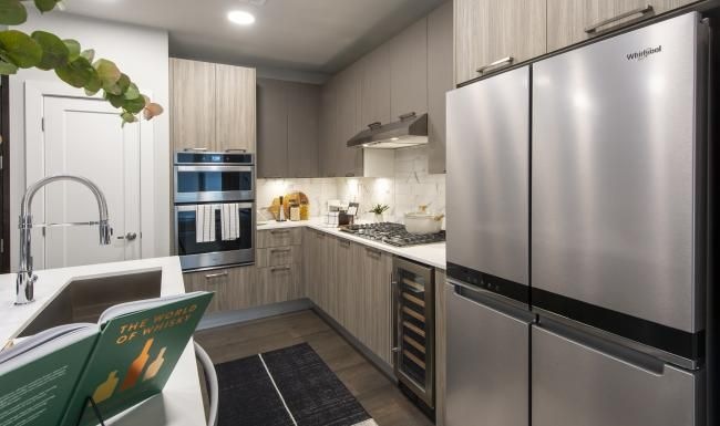a kitchen with stainless steel appliances
