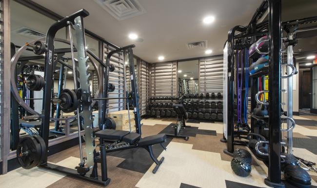 a gym with exercise equipment
