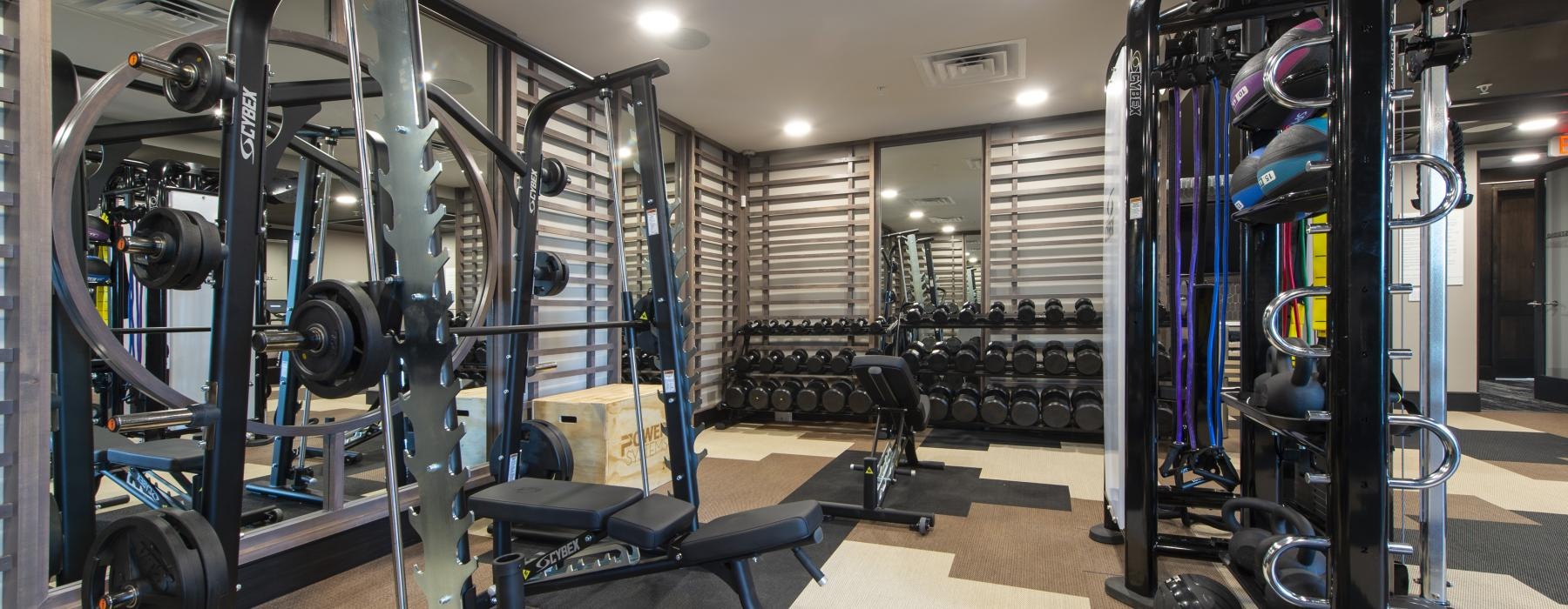 a gym with exercise equipment